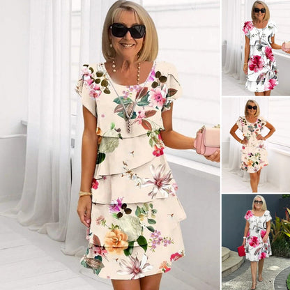 🔥🎁New arrival 50% OFF💥👗Multi-plant Floral Print Cascade Dress💖