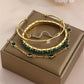 4-piece set of emerald crystal and gold bracelets