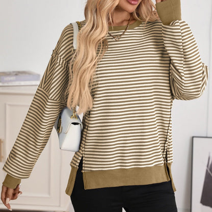 🔥🎁New arrival 50% OFFCasual Crewneck Color-Blocked Sweatshirt with Side Split