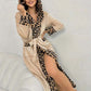 🎅Christmas Specials 50% OFF🎁🎄Women’s Cozy Hooded Leopard Print Bathrobe