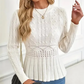 Women's Chunky-Knitted Crew Neck Peplum Sweater