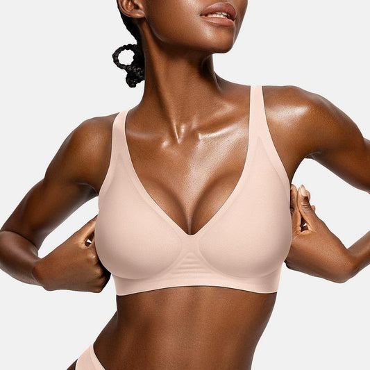 Womens Comfortable Wireless Bras Push Up Bralettes Seamless Tshirts Bras Deep V Everyday Bras
