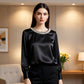 🔥New Arrivals🔥Women’s Elegant Synthetic Pearl Crew Neck Satin Top