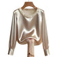 🔥New Arrivals🔥Women’s Elegant Synthetic Pearl Crew Neck Satin Top