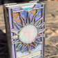 🔮✨Mystical Iridescent Tarot Deck Holder – Handcrafted Stained-Glass Box with Shimmering Rainbow Finish & Sacred Display Window! 🌈🔮